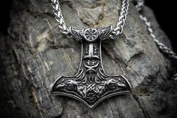 Wikinger Kette Mjölnir - Thor's Hammer Hugin & Munin